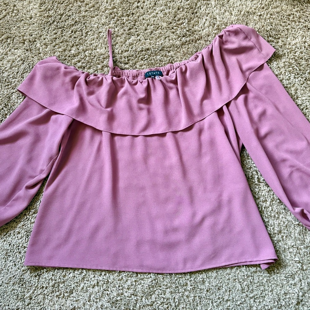 1. State Mauve Pink Off-Shoulder Ruffle Blouse - Picture 3 of 3